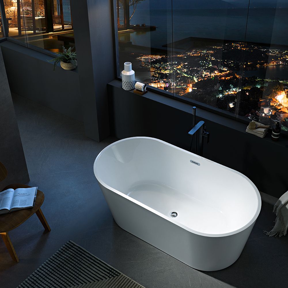 KT‑8021 Matte White Freestanding Acrylic Bathtub  Multiple Sizes, Sleek One Piece Design