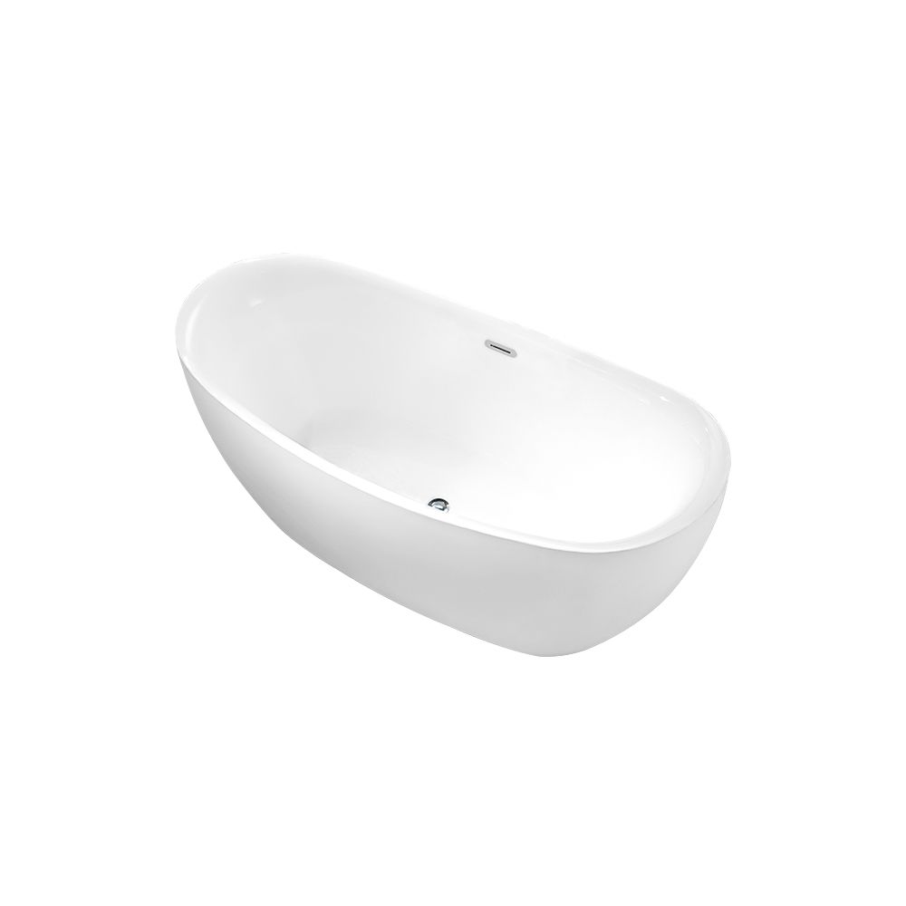 KT-8002 Freestanding Oval Matte White Reinforced Acrylic One-Piece Construction Bathtub