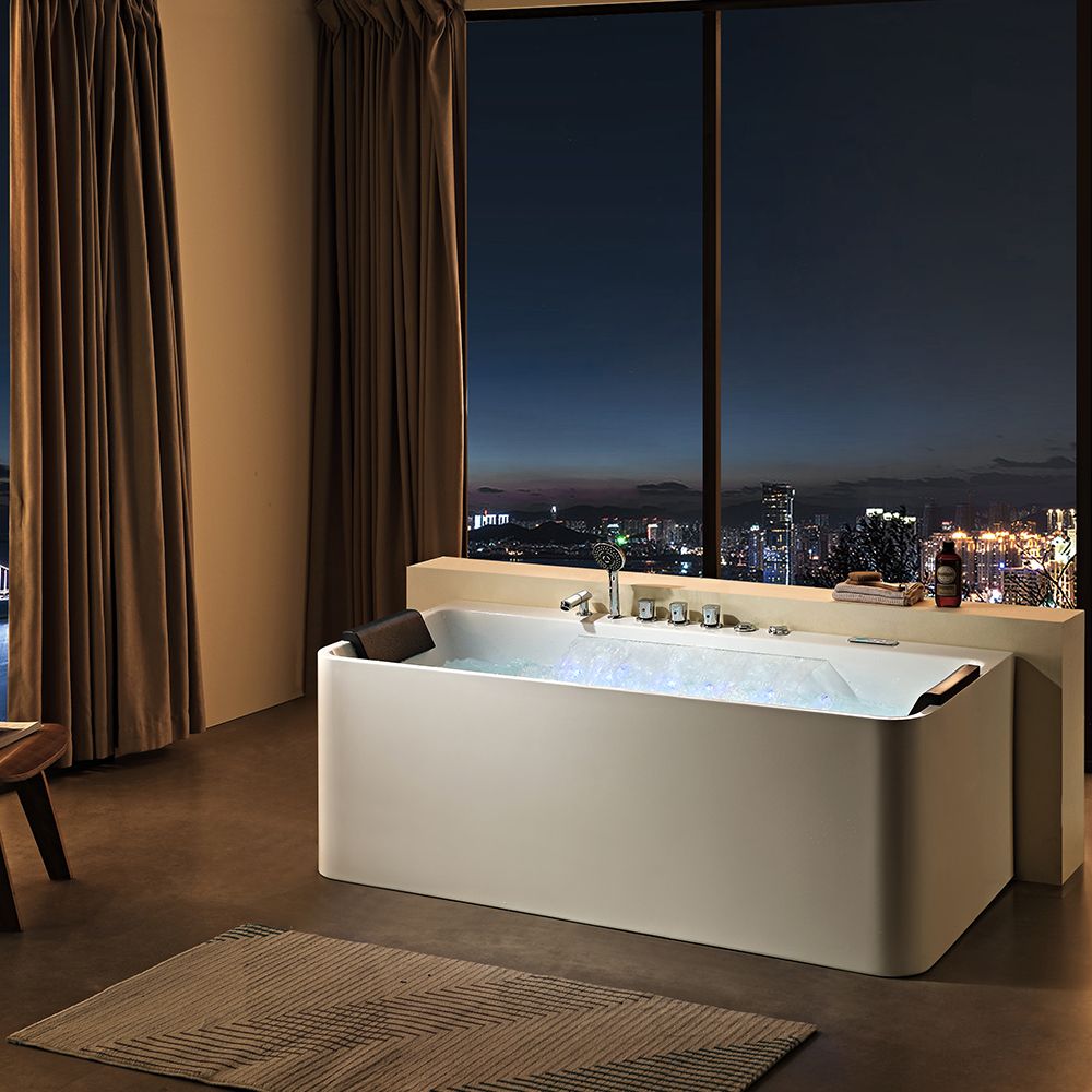 KT-8008 Rectangular Freestanding Whirlpool Massage Bathtub with Dual Headrests – Reinforced Acrylic, Multiple Sizes