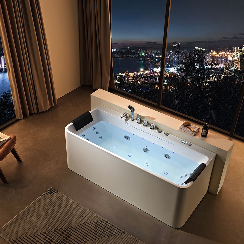 KT-8008 Rectangular Freestanding Whirlpool Massage Bathtub with Dual Headrests – Reinforced Acrylic, Multiple Sizes
