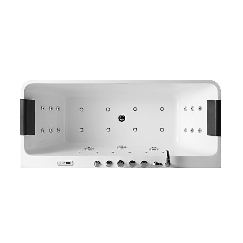 KT-8008 Rectangular Freestanding Whirlpool Massage Bathtub with Dual Headrests – Reinforced Acrylic, Multiple Sizes