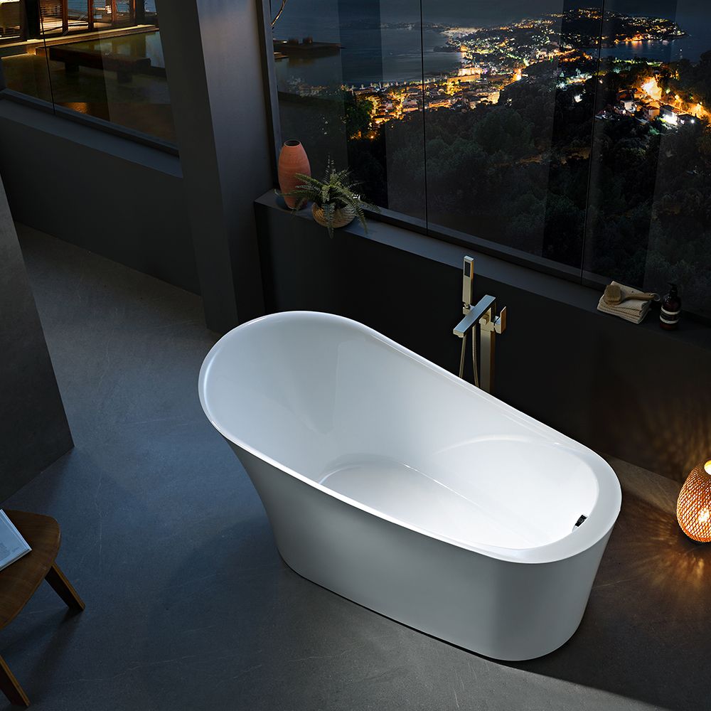 KT-8010 Freestanding Slipper Style Matte White Acrylic Bathtub – Ergonomic One-Piece Soaking Tub