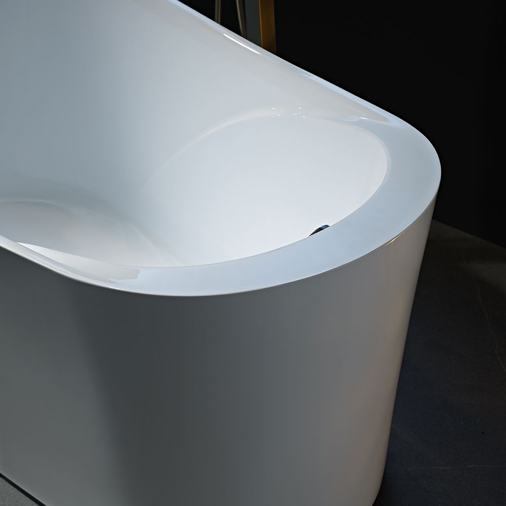 KT-8010 Freestanding Slipper Style Matte White Acrylic Bathtub – Ergonomic One-Piece Soaking Tub