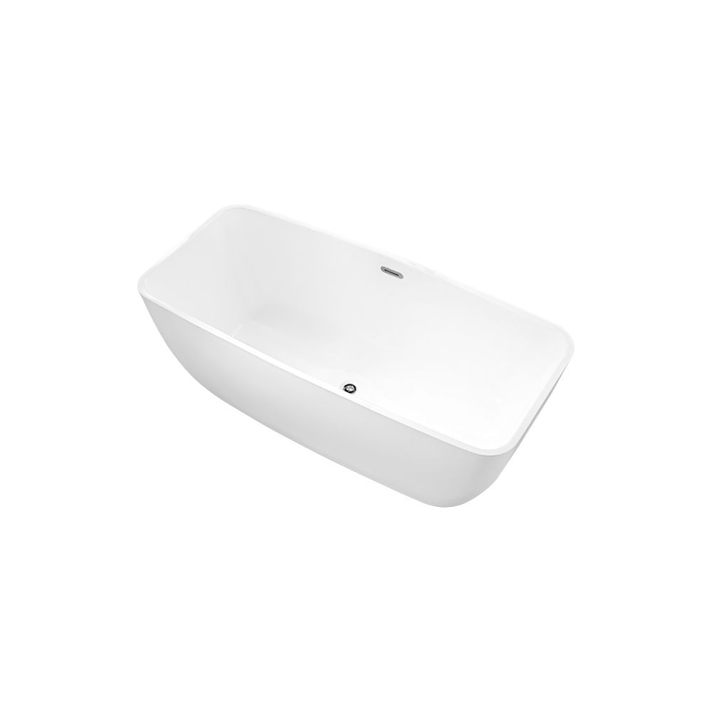 KT-8013 Freestanding Rectangular Matte White Reinforced Acrylic Bathtub with Sleek One-Piece Design