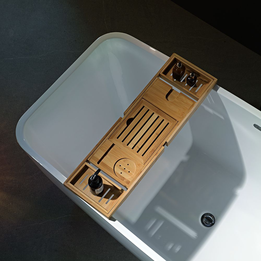 KT-8013 Freestanding Rectangular Matte White Reinforced Acrylic Bathtub with Sleek One-Piece Design