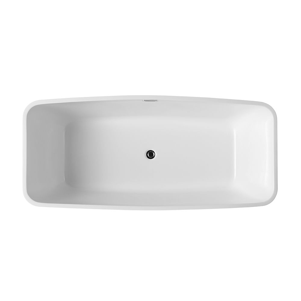 KT-8013 Freestanding Rectangular Matte White Reinforced Acrylic Bathtub with Sleek One-Piece Design