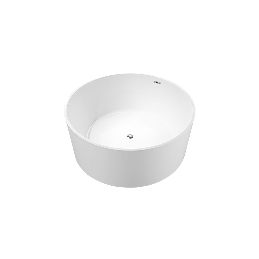 KT-8014 Freestanding Round Matte White Reinforced Acrylic One-Piece Soaking Bathtub