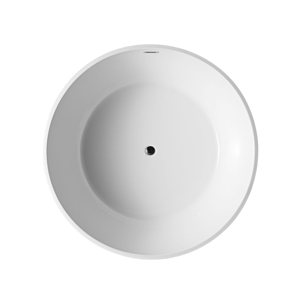 KT-8014 Freestanding Round Matte White Reinforced Acrylic One-Piece Soaking Bathtub