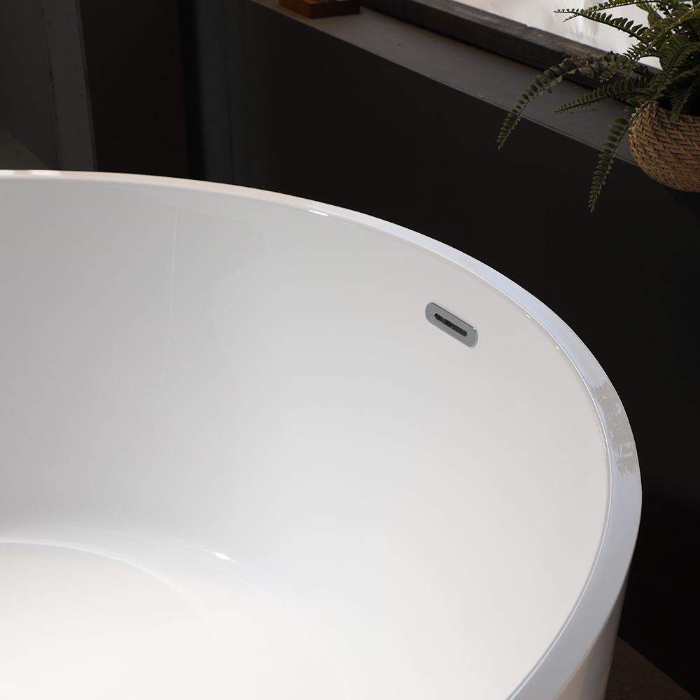 KT-8014 Freestanding Round Matte White Reinforced Acrylic One-Piece Soaking Bathtub