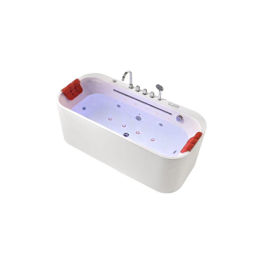 KT-8019 Freestanding Rectangular Matte White Reinforced Acrylic One-Piece Bathtub