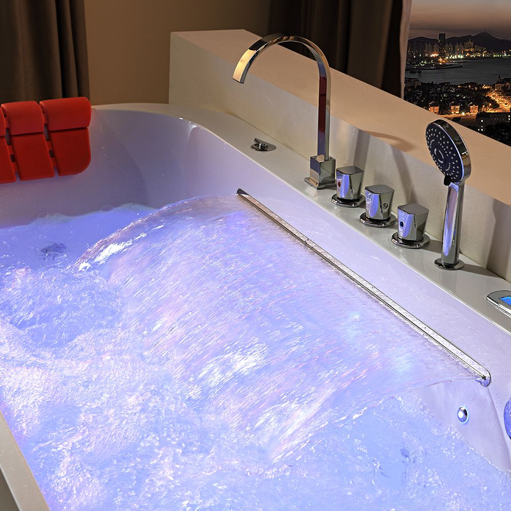 KT-8019 Freestanding Rectangular Matte White Reinforced Acrylic One-Piece Bathtub