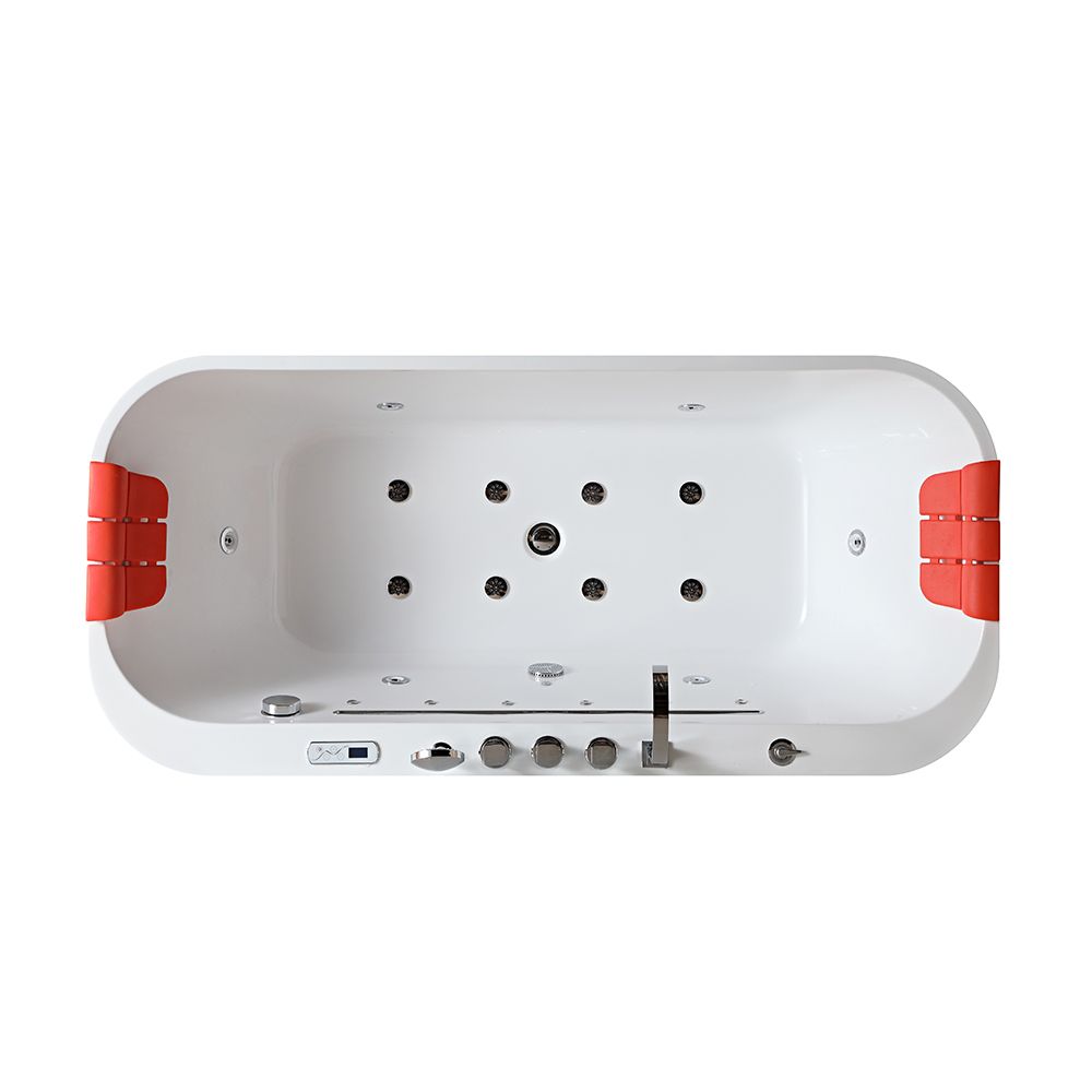 KT-8019 Freestanding Rectangular Matte White Reinforced Acrylic One-Piece Bathtub