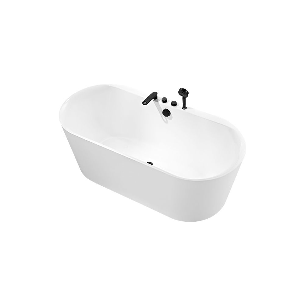 KT-8020 Freestanding Oval Matte White Reinforced Acrylic One-Piece Construction Bathtub