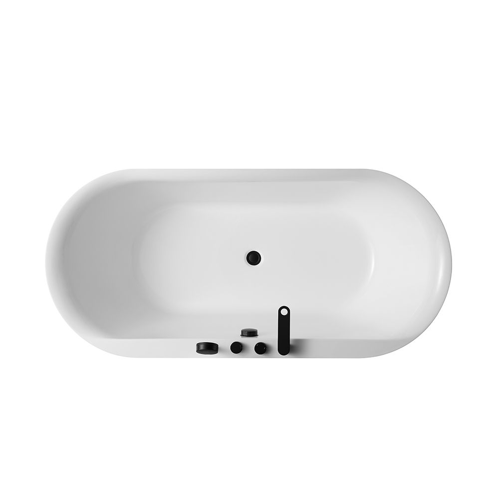 KT-8020 Freestanding Oval Matte White Reinforced Acrylic One-Piece Construction Bathtub