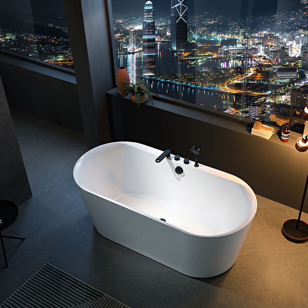 KT-8020 Freestanding Oval Matte White Reinforced Acrylic One-Piece Construction Bathtub