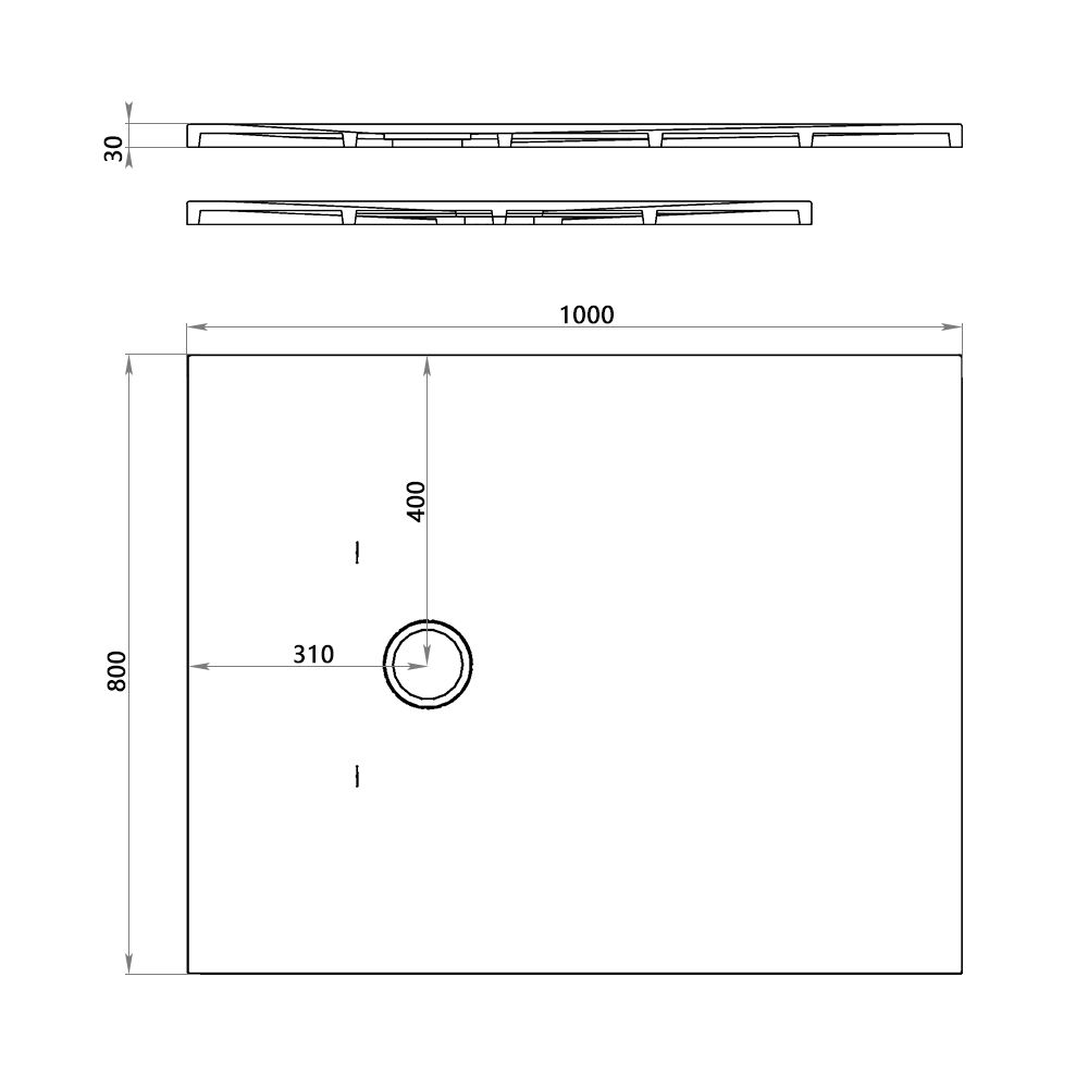 KT-ST022 1000×800 Shower Tray Solid Surface Shower Base
