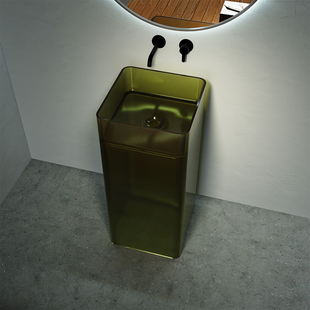 KT-3011R Freestanding Green Transparent Resin Basin
