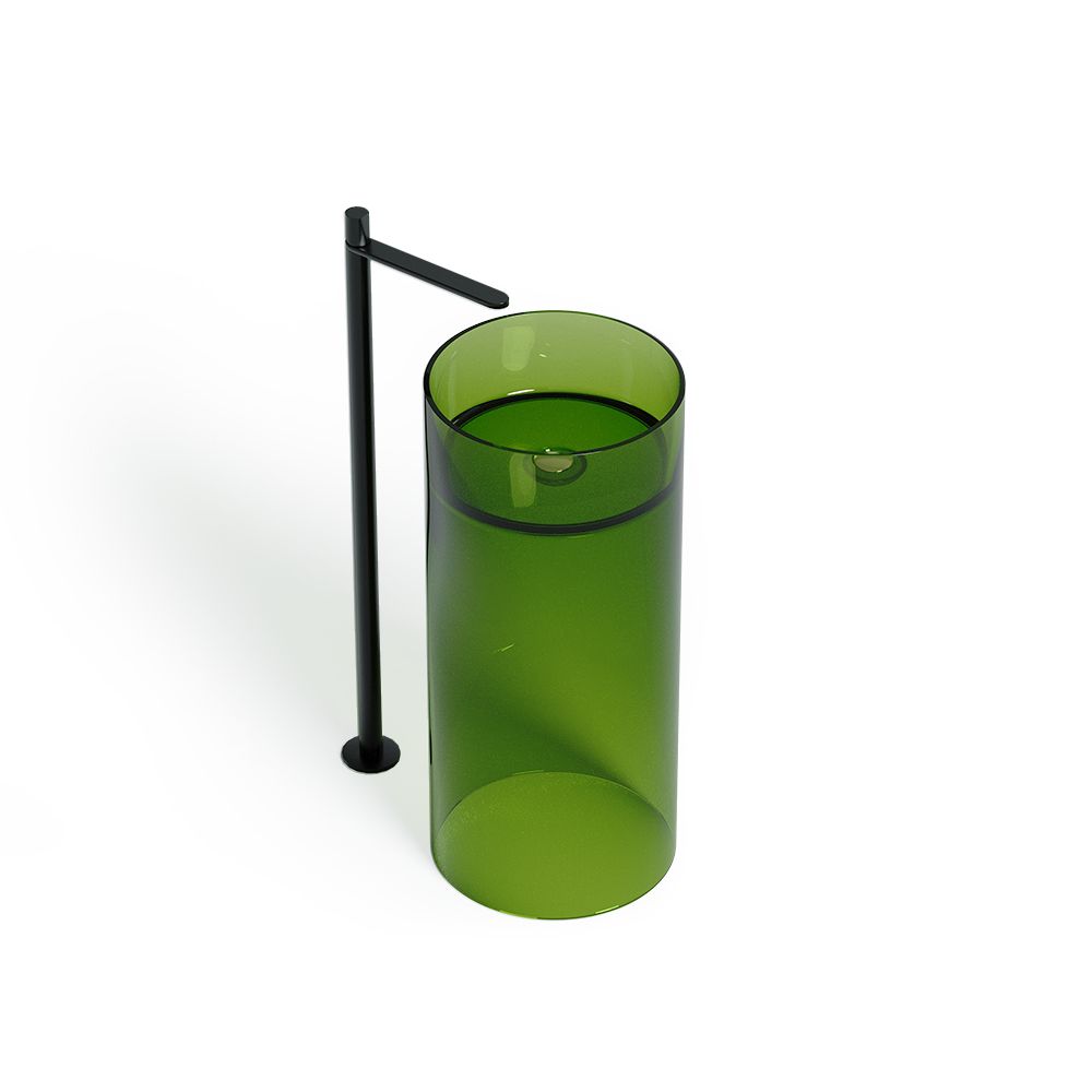 KT-3001R Transparent Resin Basin in Jade Green, Floor Standing 400×900mm