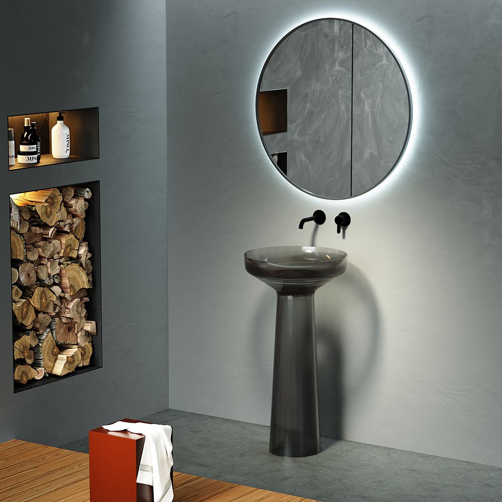 KT‑3020R Light Grey Transparent Resin Freestanding Basin