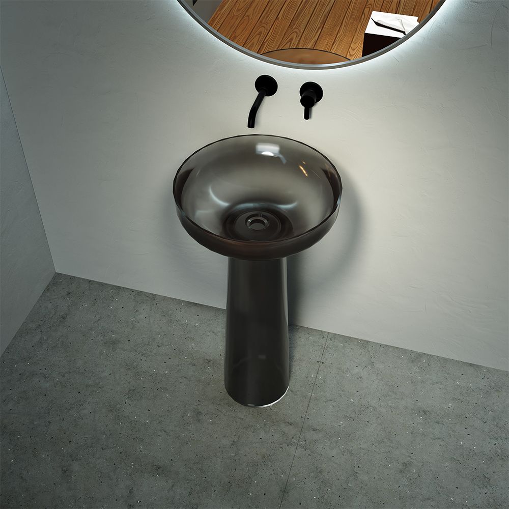 KT‑3020R Light Grey Transparent Resin Freestanding Basin
