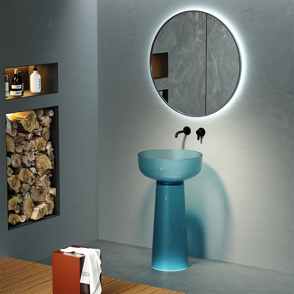 KT-3033R Transparent Bathroom Sink Freestanding Bowl Sink