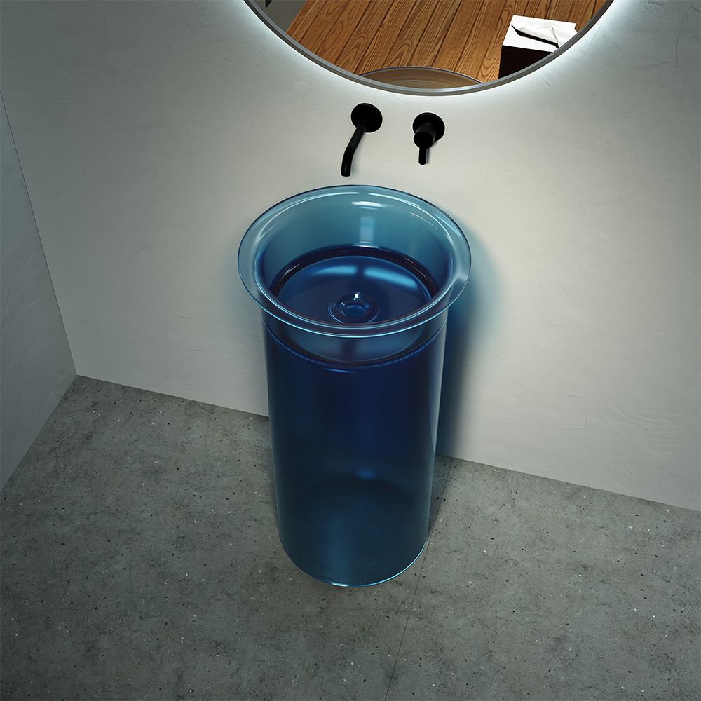KT-3043R Translucent Modern Pedestal Round Freestanding Sink