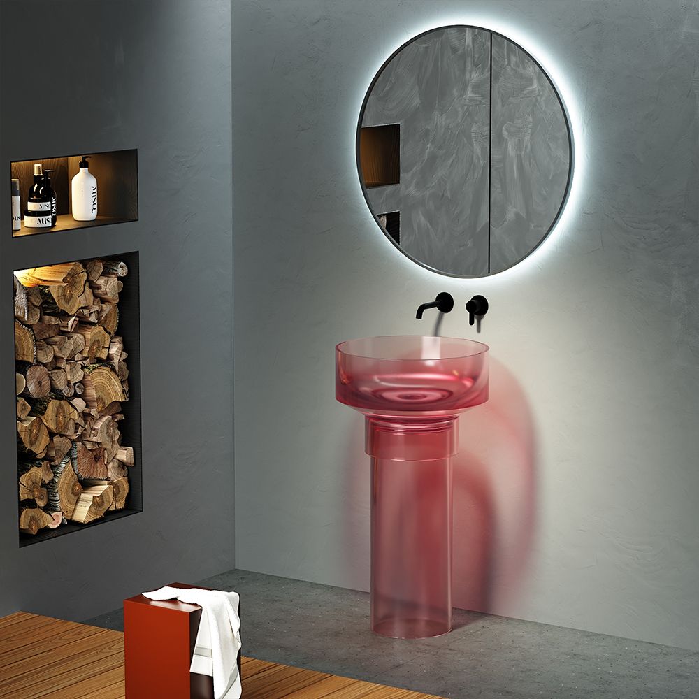 KT-3047R Round Transparent Basin Freestanding Cylinder Basin