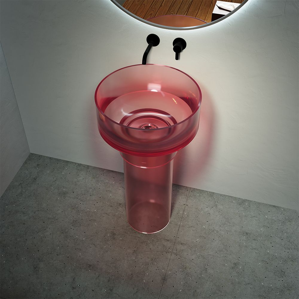 KT-3047R Round Transparent Basin Freestanding Cylinder Basin