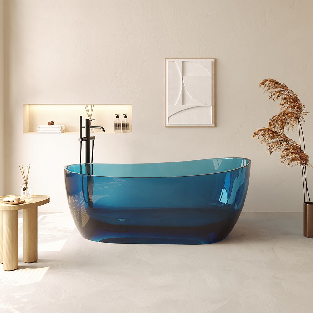KT-8115R Customize Freestanding Transparent Bathtub Resin Soaking Tub