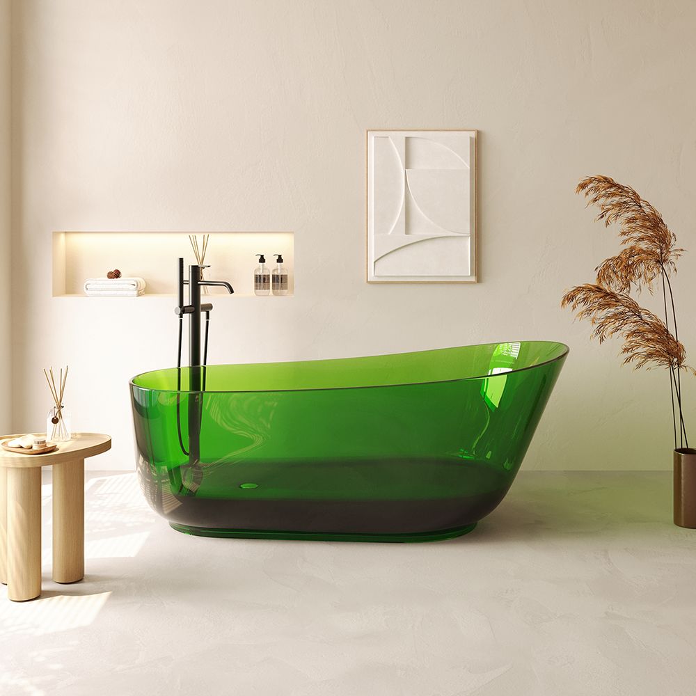 KT‑8207R Transparent Green Resin Freestanding Bathtub