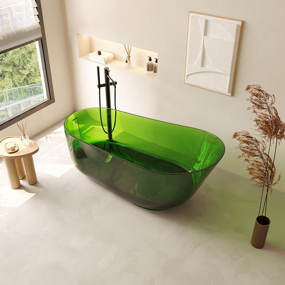 KT‑8207R Transparent Green Resin Freestanding Bathtub