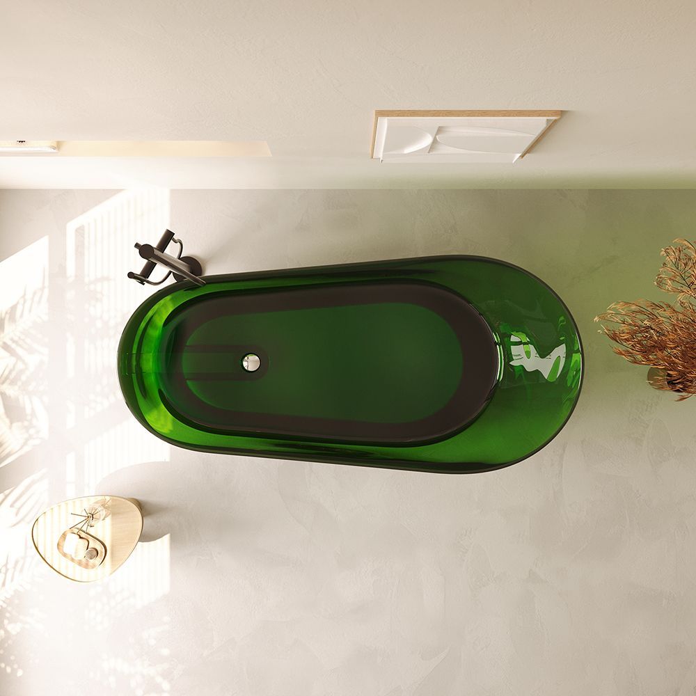 KT‑8207R Transparent Green Resin Freestanding Bathtub