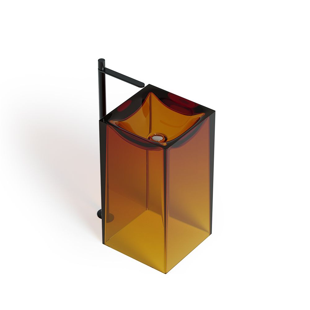 KT-3035R Transparent Floor Standing Square Freestanding Sink