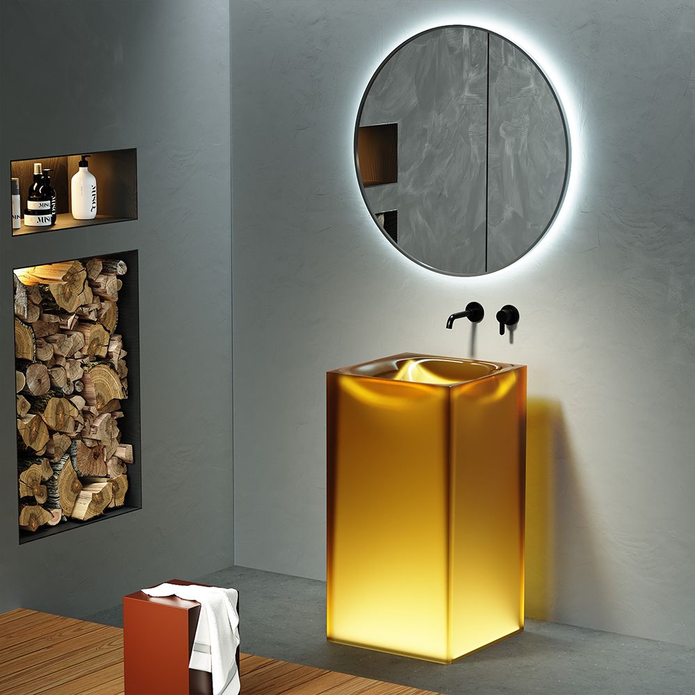 KT-3035R Transparent Floor Standing Square Freestanding Sink