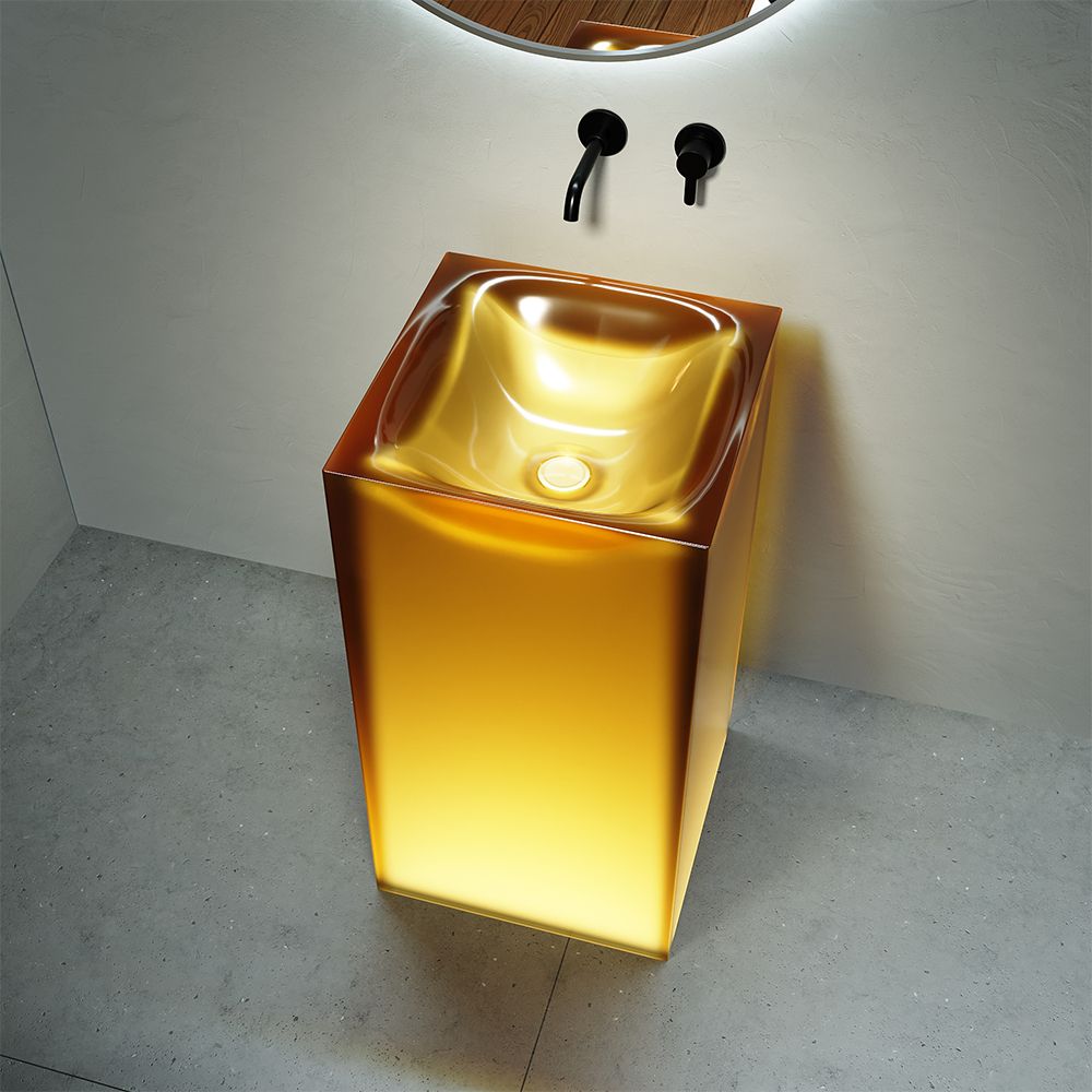KT-3035R Transparent Floor Standing Square Freestanding Sink