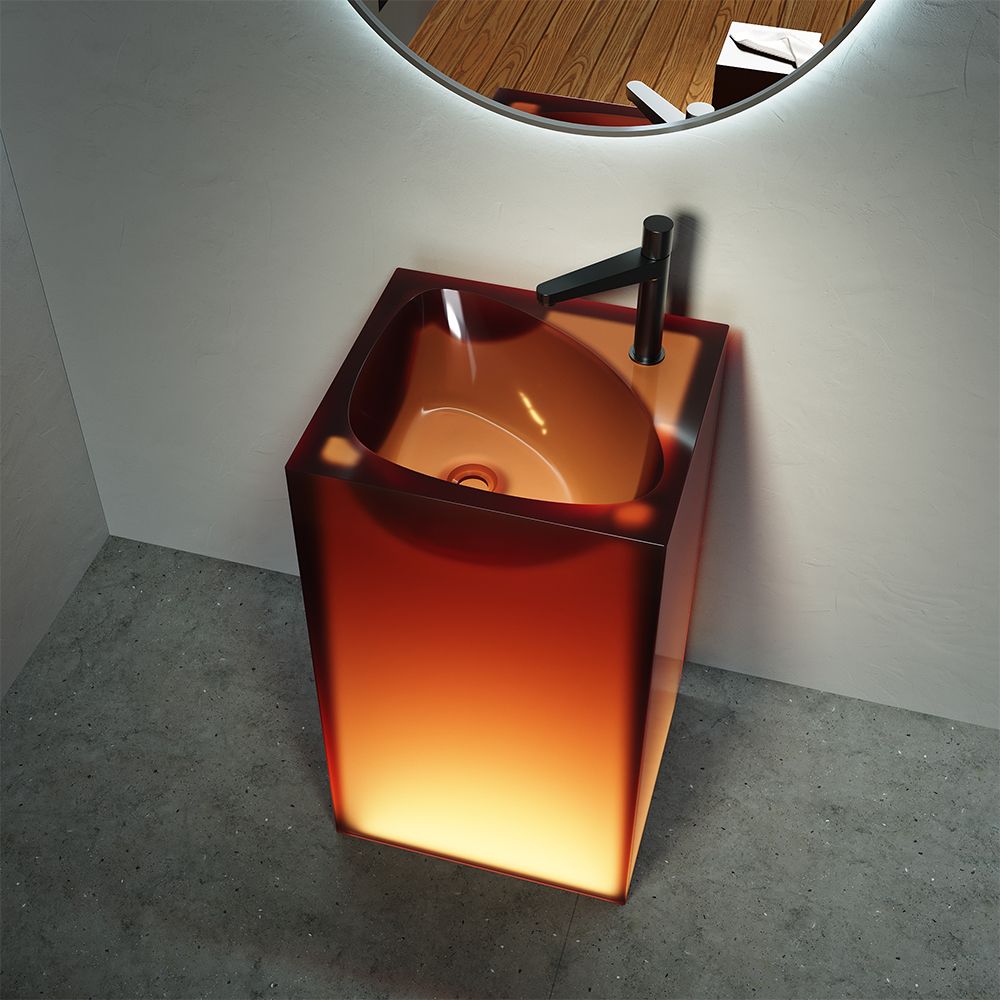 KT-3036R Red Wine Burgundy Color Triangle-Shaped Bowl Freestanding Wash Basin