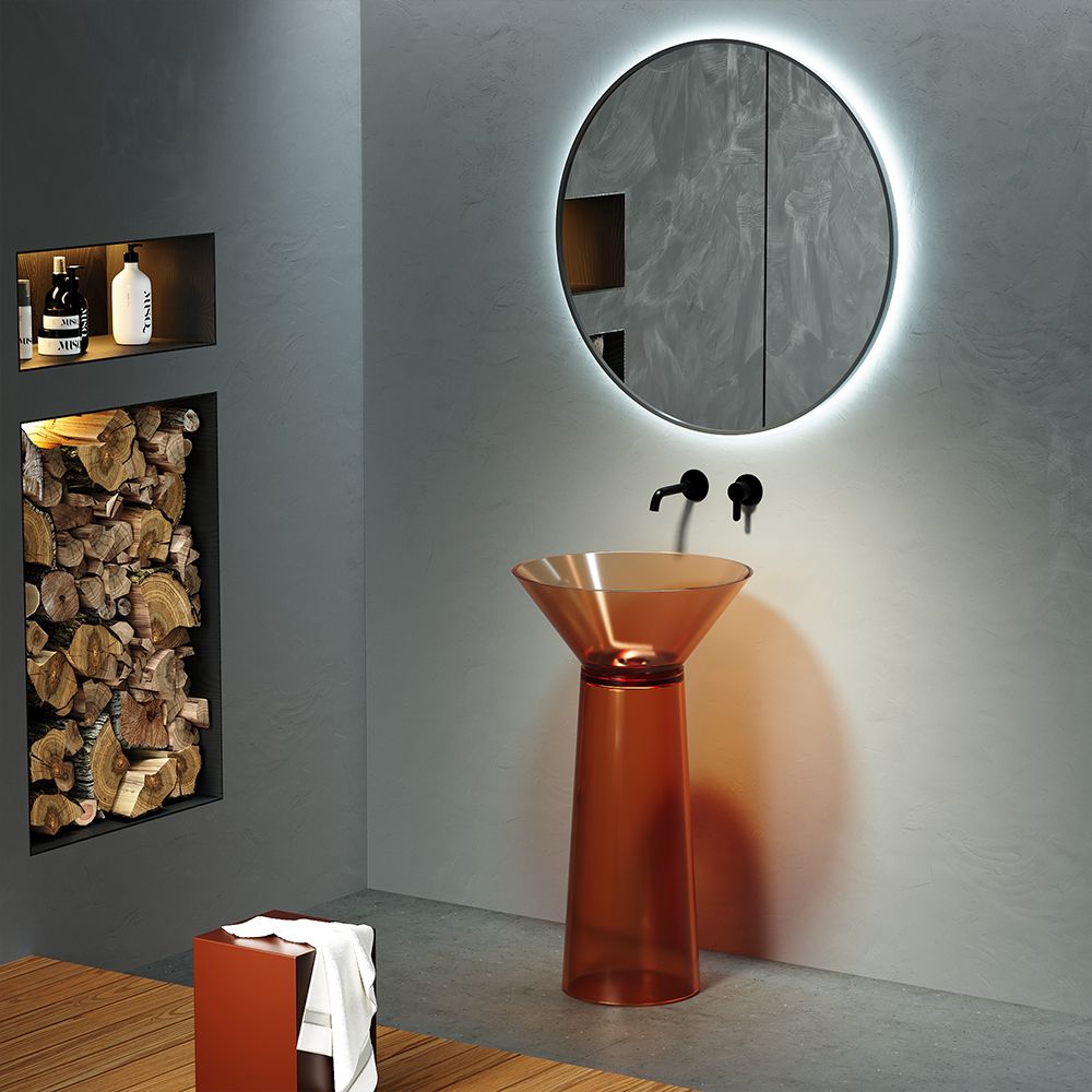 KT-3038R Funnel-Shaped Transparent Freestanding Hand Wash Sink