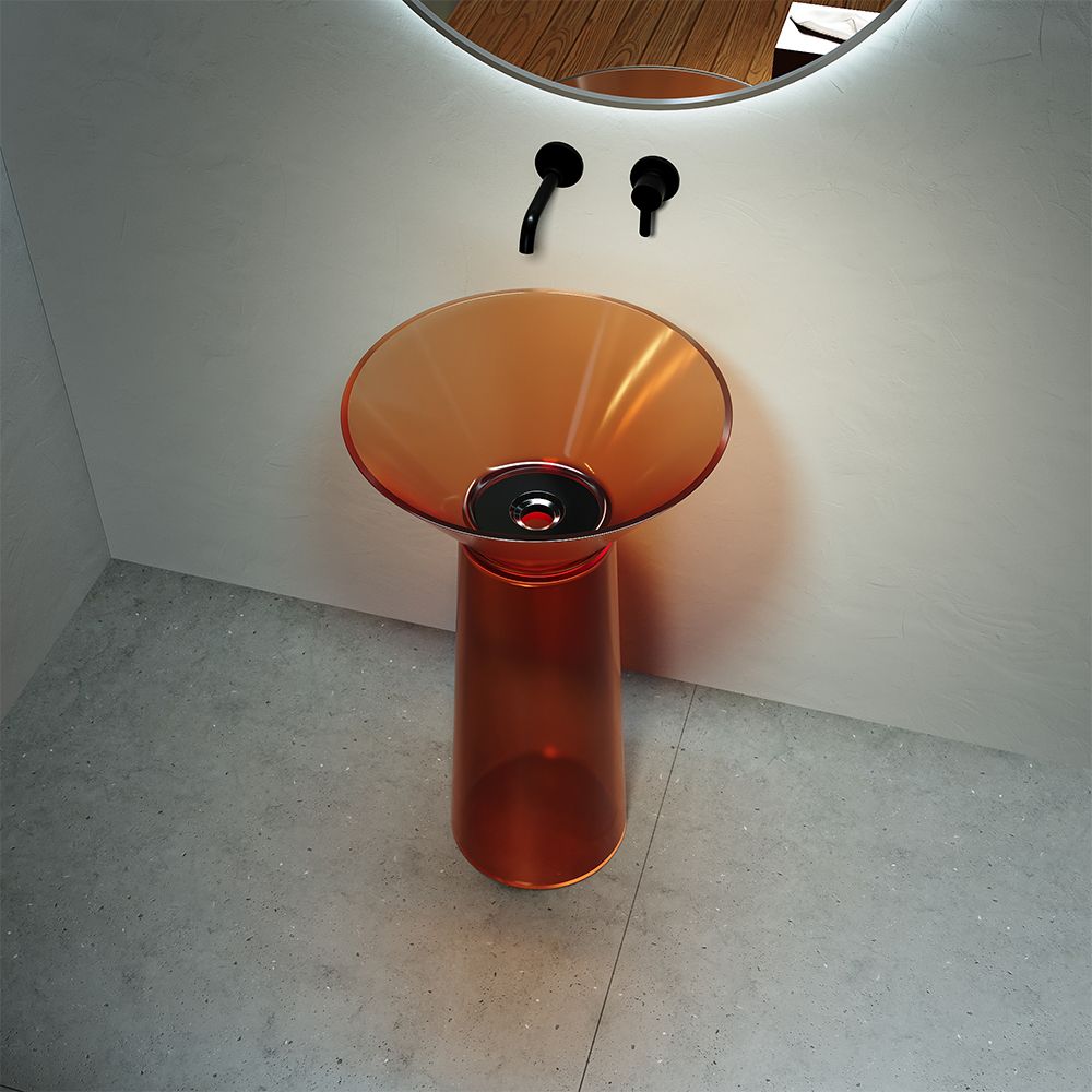 KT-3038R Funnel-Shaped Transparent Freestanding Hand Wash Sink