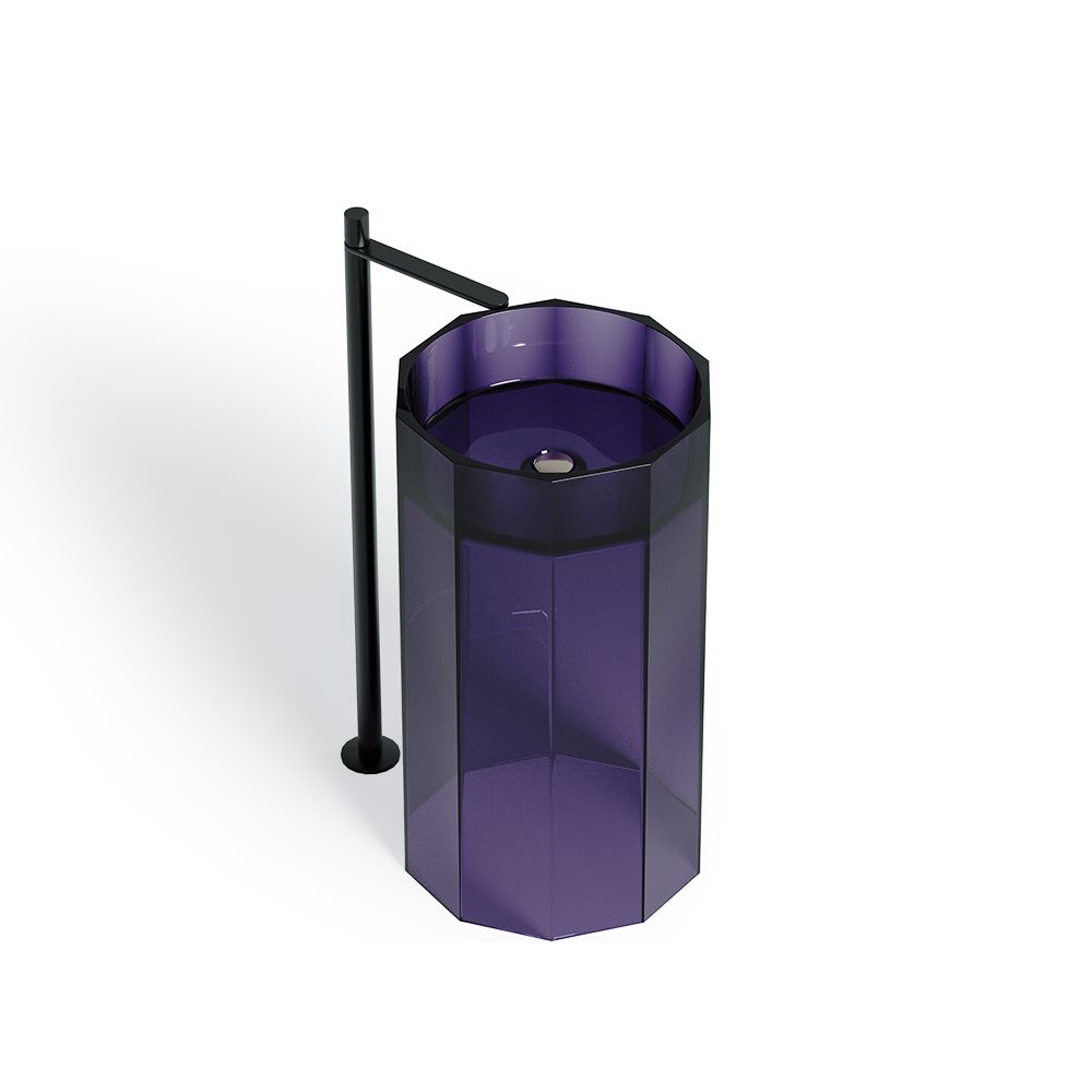 KT-3039R Purple Colour Transparent Freestanding Pedestal Sink