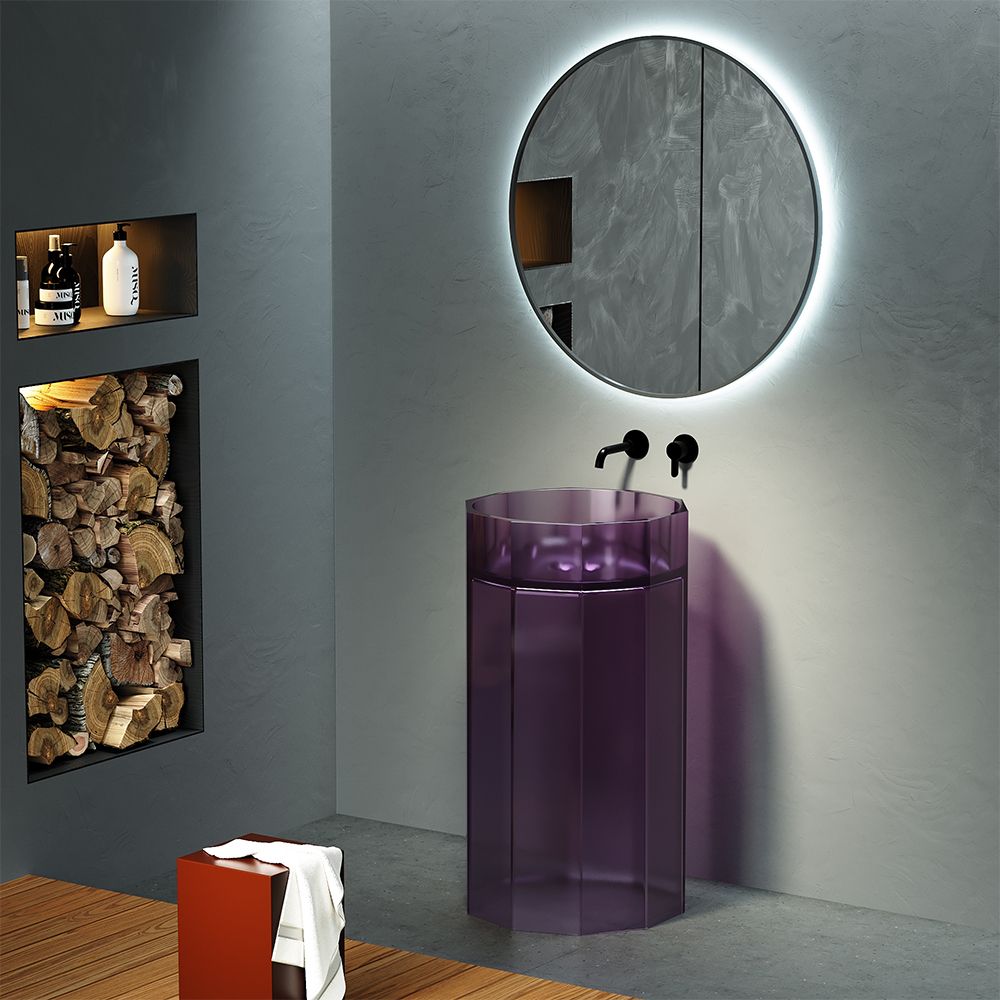KT-3039R Purple Colour Transparent Freestanding Pedestal Sink