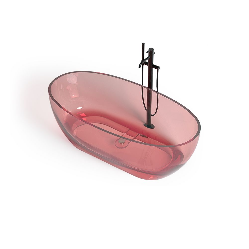 KT-8215R Sakura Pink Transparent Resin Freestanding Bathtub