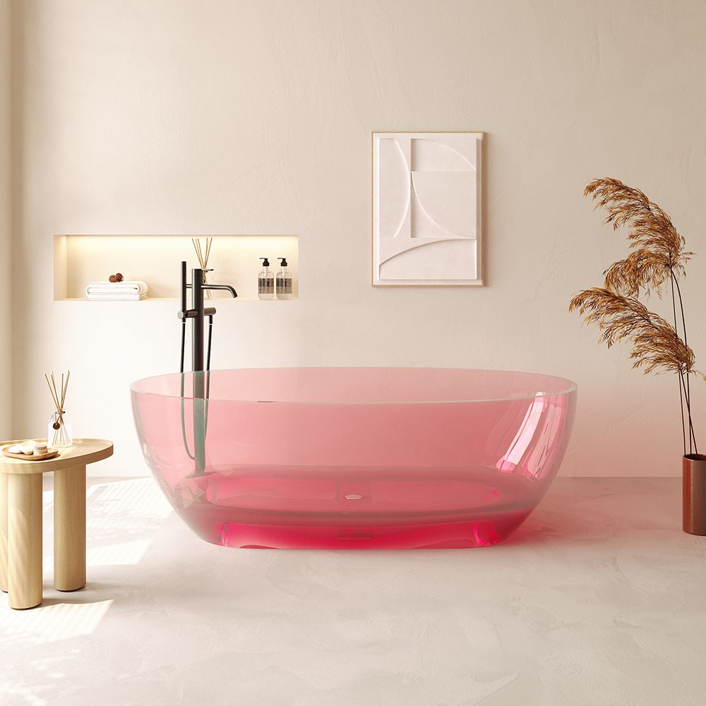 KT-8215R Sakura Pink Transparent Resin Freestanding Bathtub