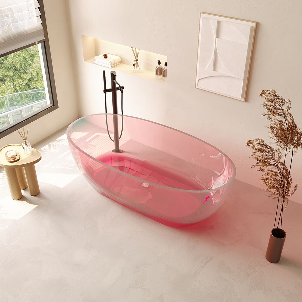 KT-8215R Sakura Pink Transparent Resin Freestanding Bathtub