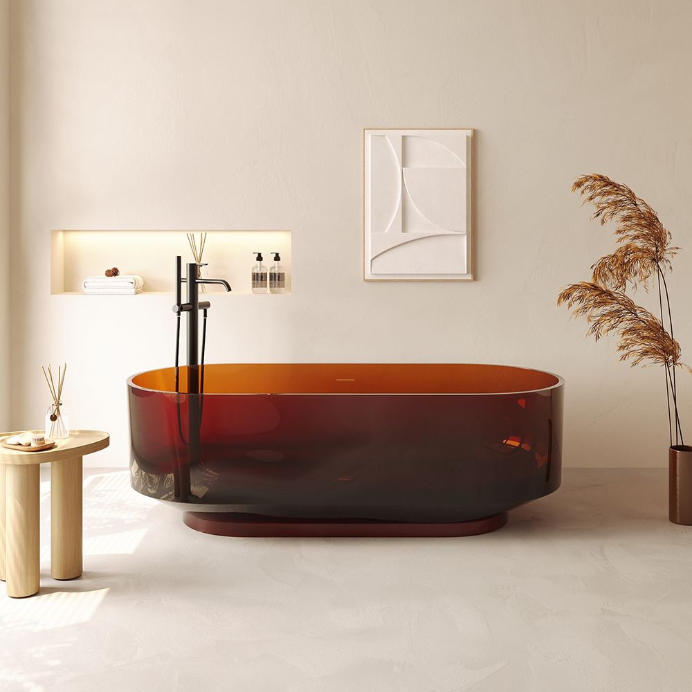 KT‑8217R Transparent Resin Freestanding Tub in Tangerine