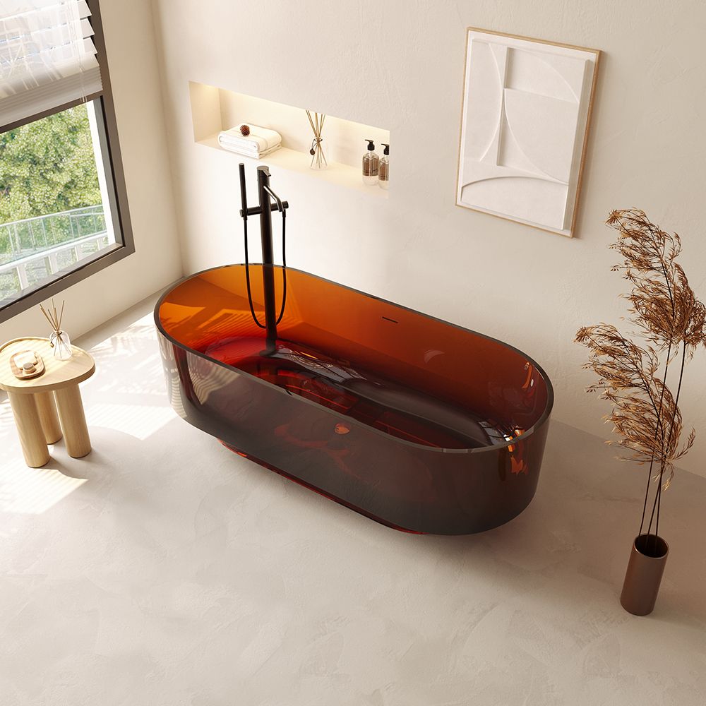 KT‑8217R Transparent Resin Freestanding Tub in Tangerine