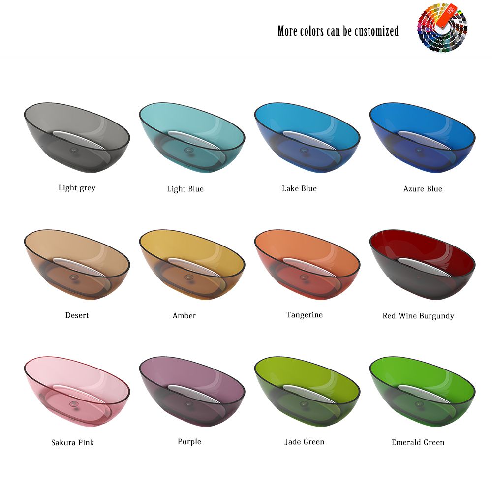 KT‑8217R Transparent Resin Freestanding Tub in Tangerine