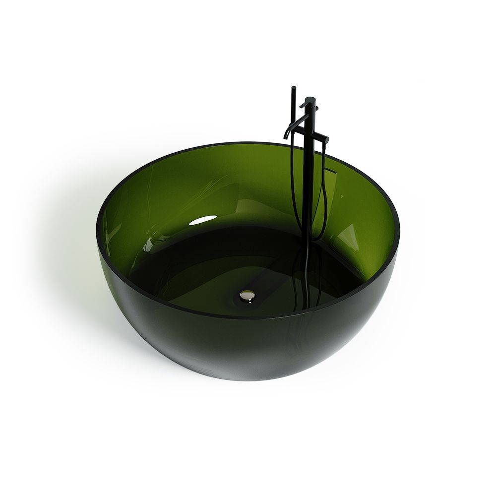 KT-8201R Transparent Resin Freestanding Tub – Jade Green Round Design
