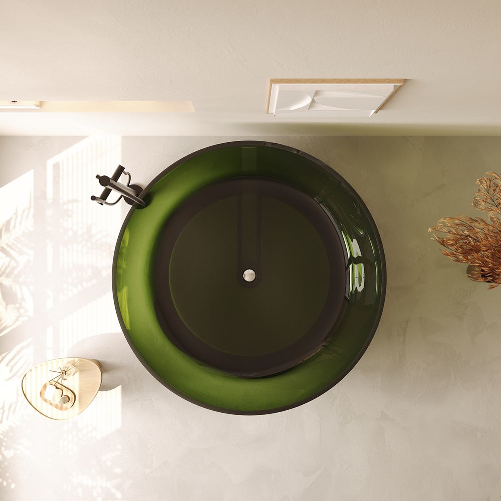 KT-8201R Transparent Resin Freestanding Tub – Jade Green Round Design