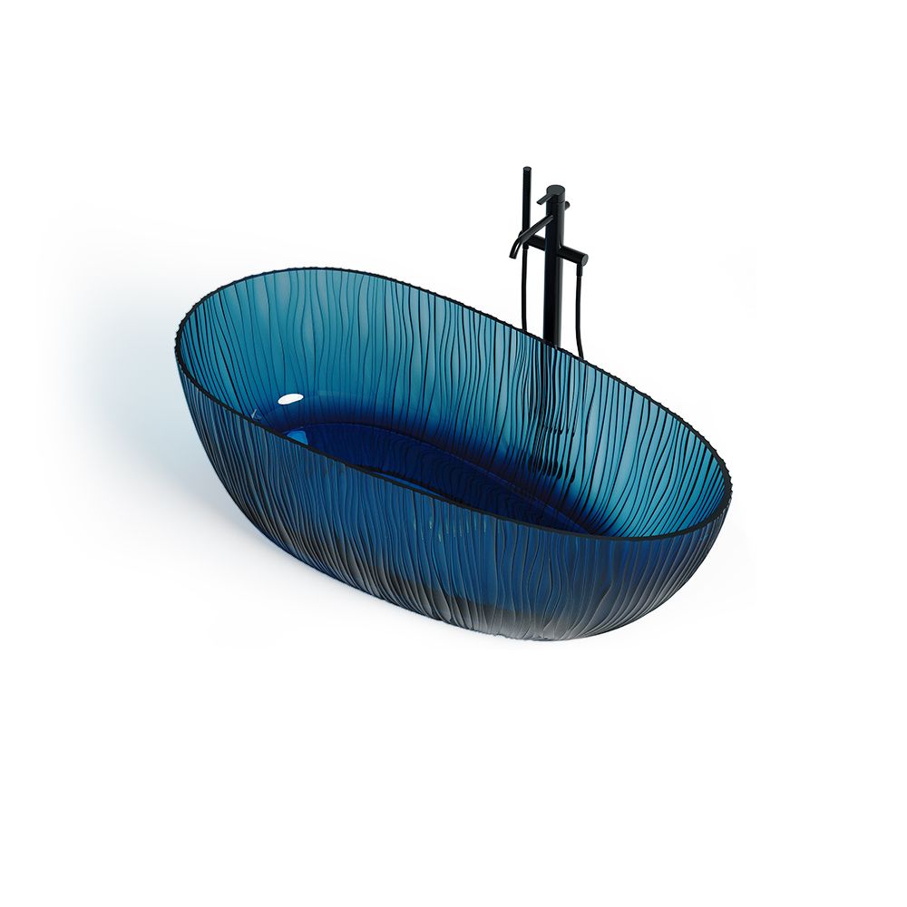 KT-8415R Lake Blue High Transparent Resin Freestanding Bathtub