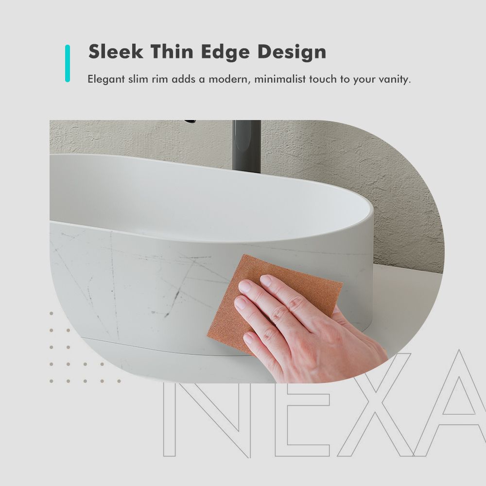 KT-2218 Bowl-Shaped Countertop Sink Poly Marble Countertop Sink